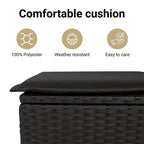 vidaXL Ensemble repas de terrasse avec coussins – 2 pièces, mobilier d’extérieur de jardin en polyrotin noir, table et banc inclinable