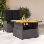 vidaXL Ensemble repas de terrasse avec coussins – 2 pièces, mobilier d’extérieur de jardin en polyrotin noir, table et banc inclinable