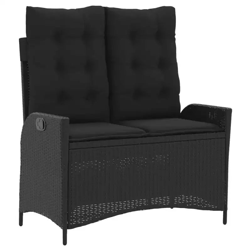 vidaXL Ensemble repas de terrasse avec coussins – 2 pièces, mobilier d’extérieur de jardin en polyrotin noir, table et banc inclinable