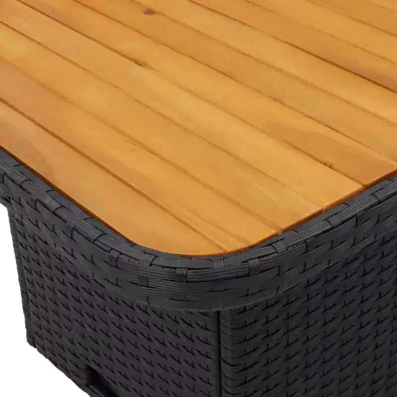 vidaXL Ensemble repas de terrasse avec coussins – 2 pièces, mobilier d’extérieur de jardin en polyrotin noir, table et banc inclinable