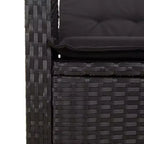 vidaXL Ensemble repas de terrasse avec coussins – 2 pièces, mobilier d’extérieur de jardin en polyrotin noir, table et banc inclinable