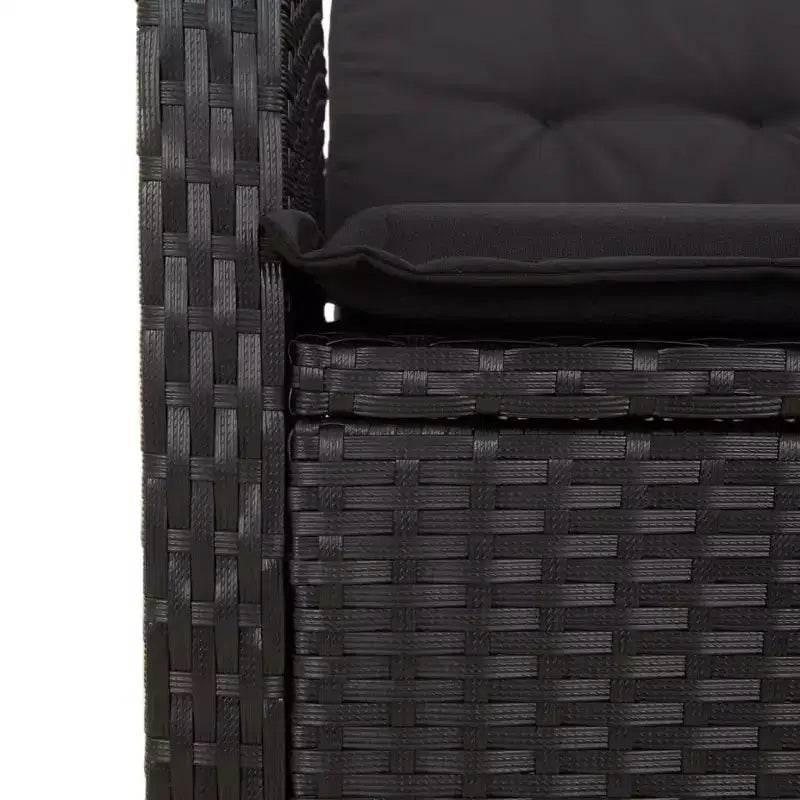 vidaXL Ensemble repas de terrasse avec coussins – 2 pièces, mobilier d’extérieur de jardin en polyrotin noir, table et banc inclinable