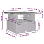 vidaXL Ensemble repas de terrasse avec coussins – 2 pièces, mobilier d’extérieur de jardin en polyrotin noir, table et banc inclinable