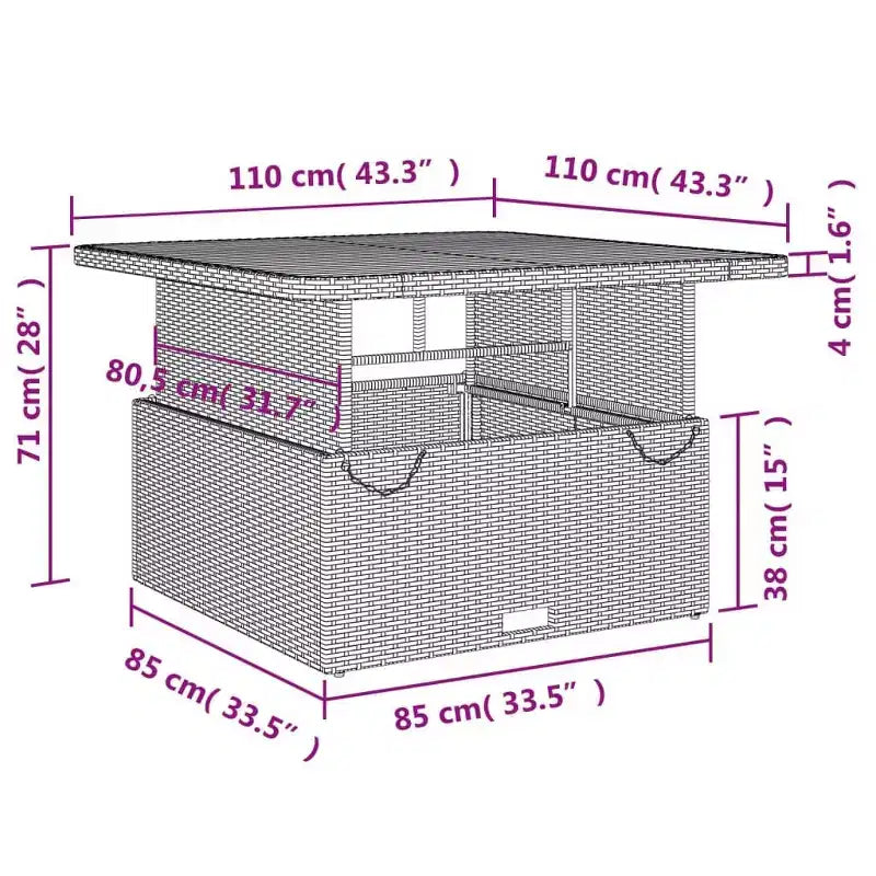 vidaXL Ensemble repas de terrasse avec coussins – 2 pièces, mobilier d’extérieur de jardin en polyrotin noir, table et banc inclinable