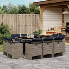 Set da pranzo da giardino vidaXL da 10 posti in rattan polimerico grigio, pieghevole