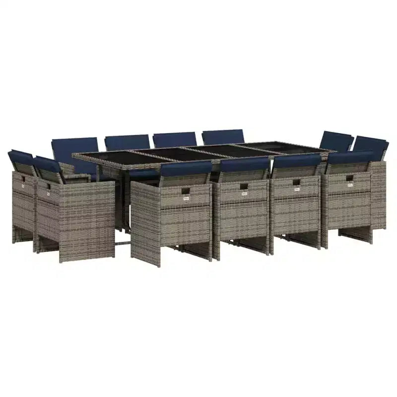 vidaXL Patio Dining Set Set of 12 Gray and Black