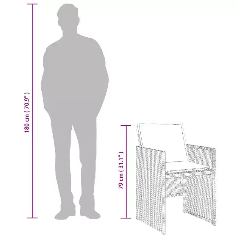 vidaXL Set da pranzo da patio da 12 pezzi, grigio e nero