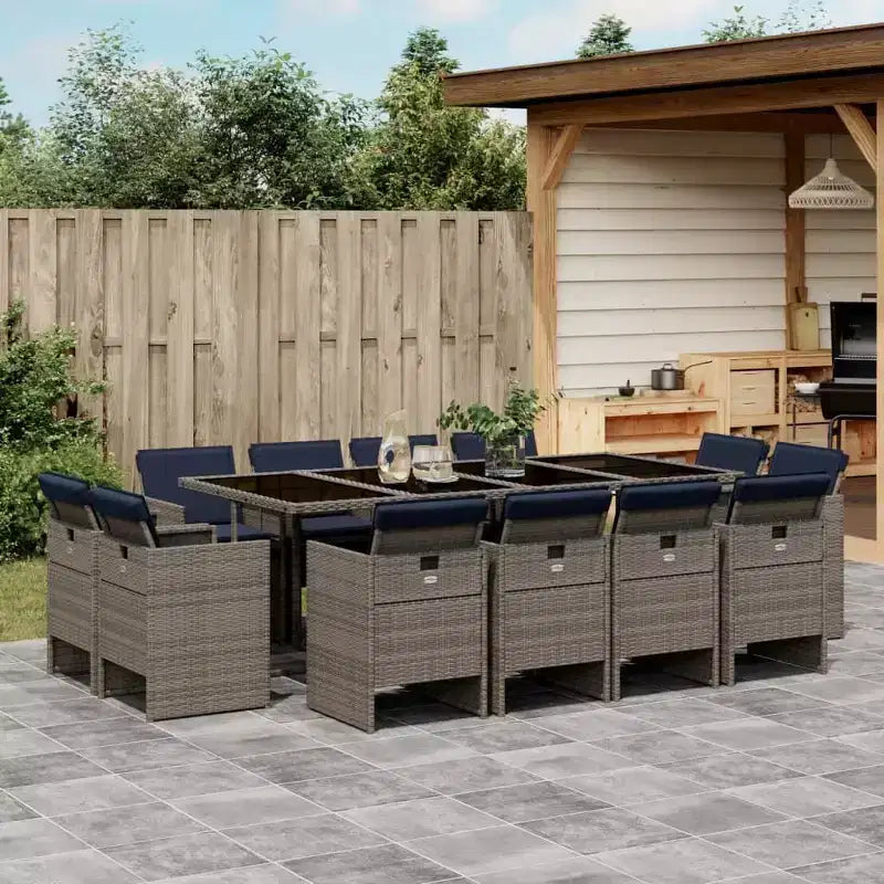 vidaXL Set da pranzo da patio da 12 pezzi, grigio e nero