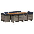 vidaXL Patio Dining Set Set of 12 Grey, Brown, Navy Blue
