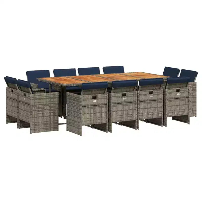 vidaXL Patio Dining Set Set of 12 Grey, Brown, Navy Blue