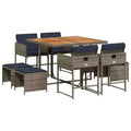 vidaXL Patio Dining Set Set of 8 Gray