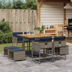 vidaXL Essgruppe für die Terrasse, 8-teilig, grau