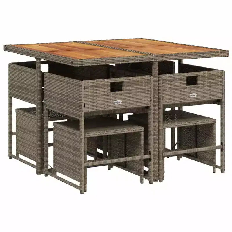 vidaXL Essgruppe für die Terrasse, 8-teilig, grau