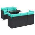 vidaXL 6 Piece Patio Sofa Set with Cushions Black Poly Rattan Acacia
