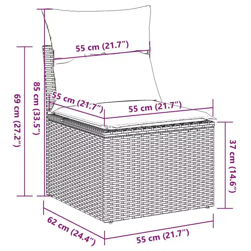 vidaXL Schwarze Gartensofagarnitur aus PE-Rattan, groß, modular
