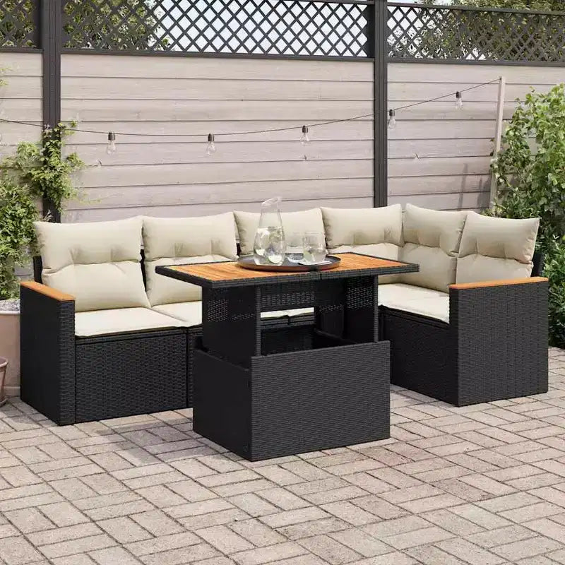 vidaXL Schwarze Gartensofagarnitur aus PE-Rattan, groß, modular