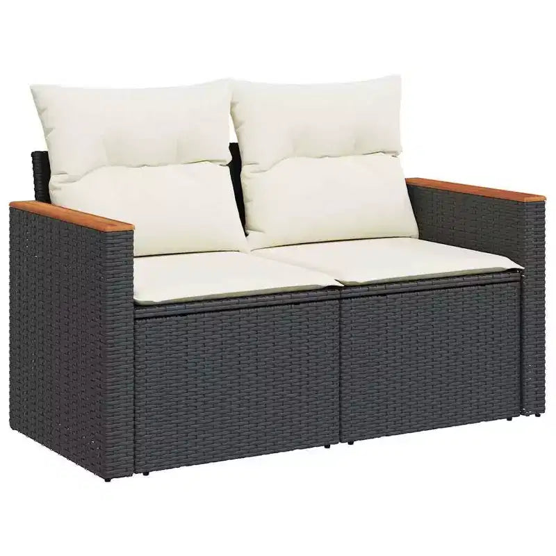 vidaXL Schwarze Gartensofagarnitur aus PE-Rattan, groß, modular
