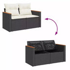 vidaXL Schwarze Gartensofagarnitur aus PE-Rattan, groß, modular