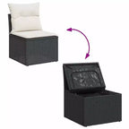 vidaXL Schwarze Gartensofagarnitur aus PE-Rattan, groß, modular