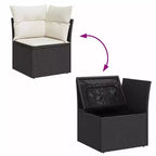 vidaXL Schwarze Gartensofagarnitur aus PE-Rattan, groß, modular