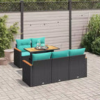 vidaXL 6-teilige Gartensofagarnitur mit Polstern aus schwarzem Polyrattan