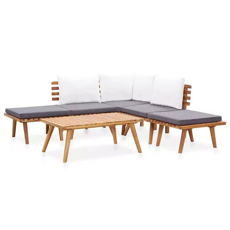 vidaXL Garden Lounge Set Dark Grey Seat Cushions, White Back Cushions