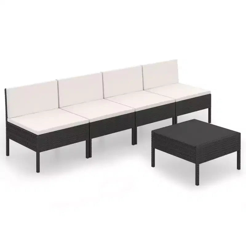 vidaXL Garden Lounge Set Patio Sectional Sofa Couch Outdoor Poly Rattan Black