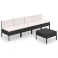 vidaXL Garden Lounge Set Patio Sectional Sofa Couch Outdoor Poly Rattan Black
