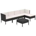 vidaXL Patio Lounge Set Outdoor Sectional Sofa Set Table Poly Rattan Black