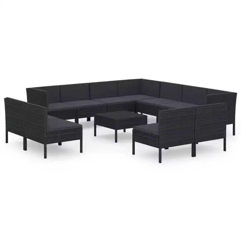 vidaXL Garden Lounge Set Patio Sectional Sofa Couch Outdoor Poly Rattan Black