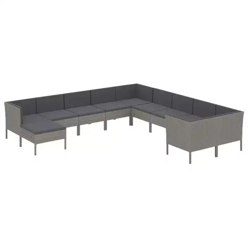 vidaXL Garden Lounge Set Patio Sectional Sofa Couch Outdoor Poly Rattan Grey
