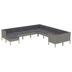 vidaXL Garden Lounge Set Patio Sectional Sofa Couch Outdoor Poly Rattan Grey