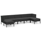 vidaXL 7-Piece Patio Lounge Set with Cushions - Poly Rattan, Black - Weather-Resistant, Outdoor Furniture with Soft Cushions and Easy Assembly