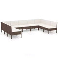 vidaXL Patio Lounge Set Outdoor Sectional Sofa Set Table Poly Rattan Brown