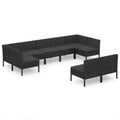vidaXL Patio Lounge Set Outdoor Sectional Sofa Set Table Poly Rattan Black