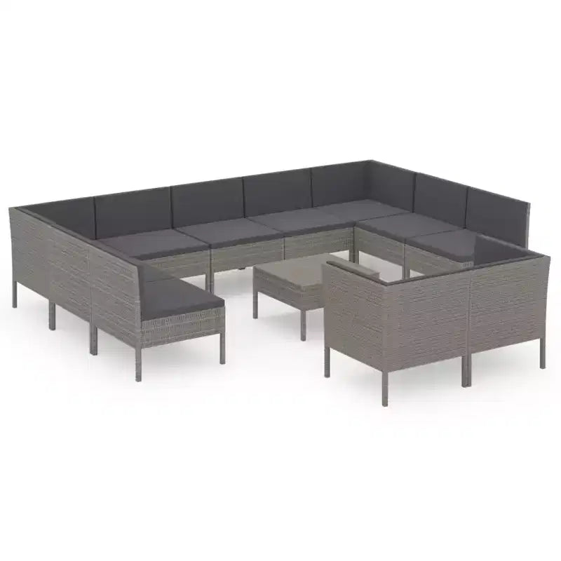 vidaXL Patio Lounge Set Outdoor Sectional Sofa Set Table Poly Rattan Gray