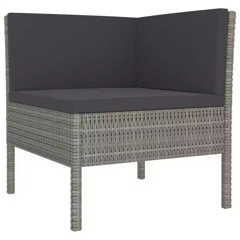 vidaXL Lounge-Set für die Terrasse, Outdoor-Ecksofa mit Tisch aus grauem Poly-Rattan