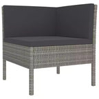 vidaXL Lounge-Set für die Terrasse, Outdoor-Ecksofa mit Tisch aus grauem Poly-Rattan
