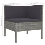 vidaXL Lounge-Set für die Terrasse, Outdoor-Ecksofa mit Tisch aus grauem Poly-Rattan