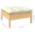 vidaXL 4-teiliges Outdoor-Lounge-Set aus massivem Kiefernholz mit cremefarbenen Kissen – braun und creme