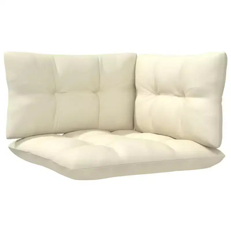 vidaXL 4-teiliges Outdoor-Lounge-Set aus massivem Kiefernholz mit cremefarbenen Kissen – braun und creme