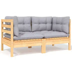 Ensemble de salon de jardin vidaXL gris, en bois de pin massif et tissu (100 % polyester)