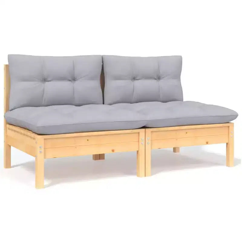 Ensemble de salon de jardin vidaXL gris, en bois de pin massif et tissu (100 % polyester)