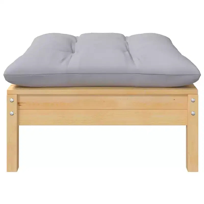 Ensemble de salon de jardin vidaXL gris, en bois de pin massif et tissu (100 % polyester)