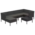 vidaXL 7-Piece Outdoor Patio Lounge Set - Weather-Resistant Poly Rattan Backyard Furniture with Comfortable Cushions and Removable Covers - Black