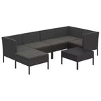 vidaXL 7-Piece Outdoor Patio Lounge Set - Weather-Resistant Poly Rattan Backyard Furniture with Comfortable Cushions and Removable Covers - Black