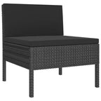Ensemble de salon de jardin d’extérieur vidaXL 7 pièces - mobilier de jardin en polyrotin résistant aux intempéries avec coussins confortables et housses amovibles - noir