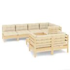 vidaXL 8-Piece Patio Lounge Set - Solid Pinewood Construction with Cream Cushions - Perfect for Garden, Patio, and Outdoor Spaces