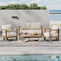 Christopher Knight Home Aston Outdoor Acacia Wood 4 Seater Chat Set with Cushions