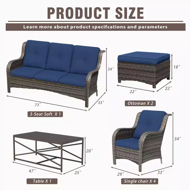 Ensemble de canapé de conversation pour terrasse UPTIOT de 8 pièces